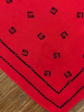 Vintage New York Times NYT Mollie Parnis Scarf Red Black NYT Logo Rectangle